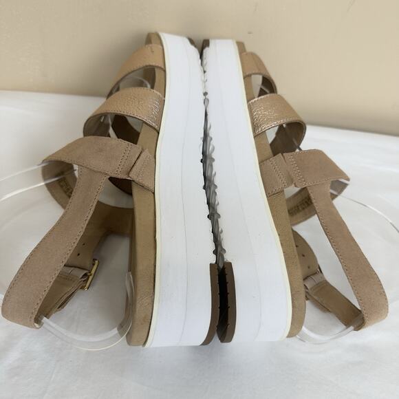 UGG Braelynn Metallic Gold Leather Straps Platform Sandal Womens Size 10 - Picture 5 of 13